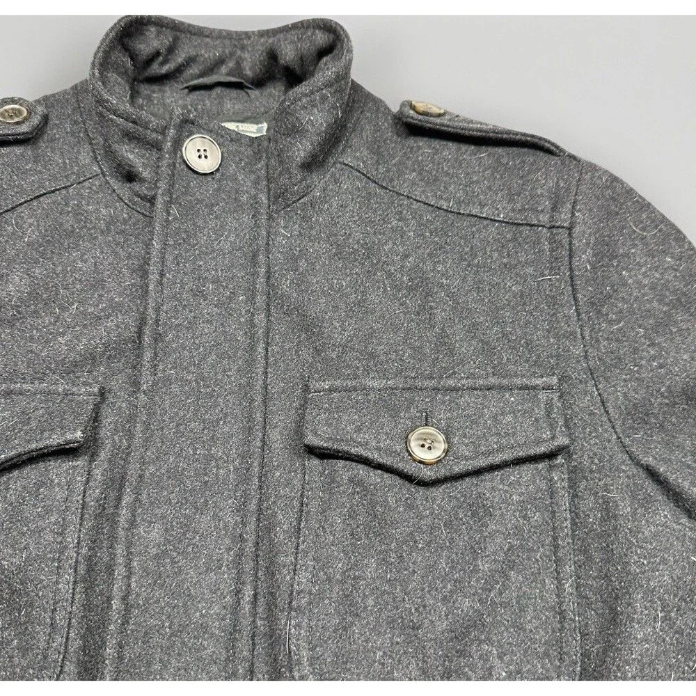 GH Bass Heritage Wool Blend Field Jacket Mens Small Gray Military Coat - Picture 3 of 5
